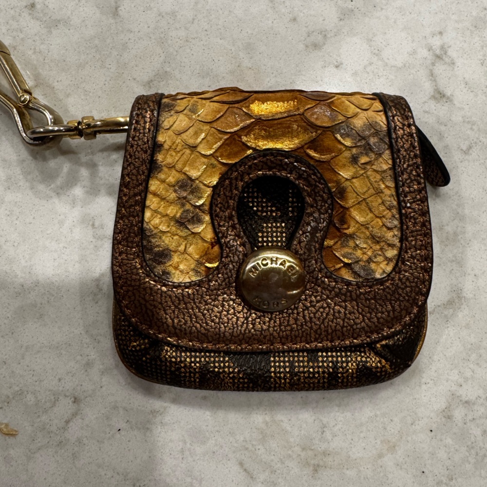 Michael Kors Brown, Bronze, Gold Snakeskin Key Holder